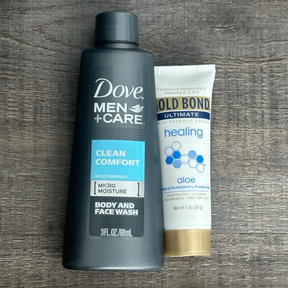 💞 New Dove Men+Care & Gold Bond 2-Piece Travel Hygiene Set